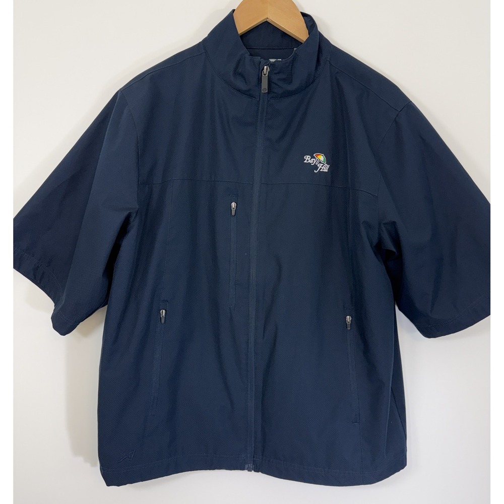 Ahead USA Bay Hill Navy Golf Windbreaker Short Sleeve Full Zip Jacket Small